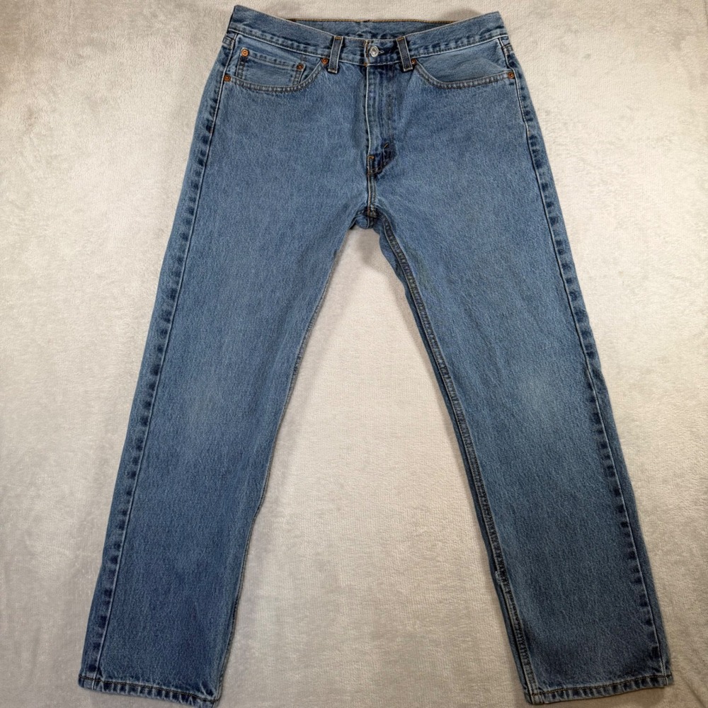 Levis 505 Regular Fit Mens Jeans Medium Wash Blue Denim 34x30 00505-4886